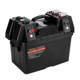 Battery Box, Group 24/31 Trolling Motor Battery Box, 12V/24V Marine Batteries Case with PP Shell and Dual Straps, Smart Batteries Case