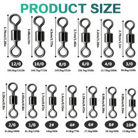 100pcs/pack Stainless Steel Rolling Swivel Connector; 30Lb-1322 Lb High Strength Fishing Rolling Barrel Swivels Fishing Tackle Accessories For Sa (size: 2/0#, 180lb)